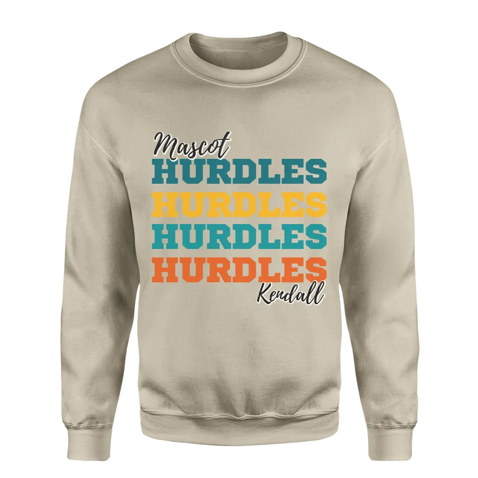 Personalized Hurdles Hurdles Hurdles on a Sweatshirt With Mascot and Hurdler Name on a Sweatshirt