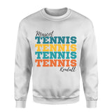 Personalized Tennis Tennis Tennis on a Sweatshirt With Mascot and Tennis Player Name on a Sweatshirt