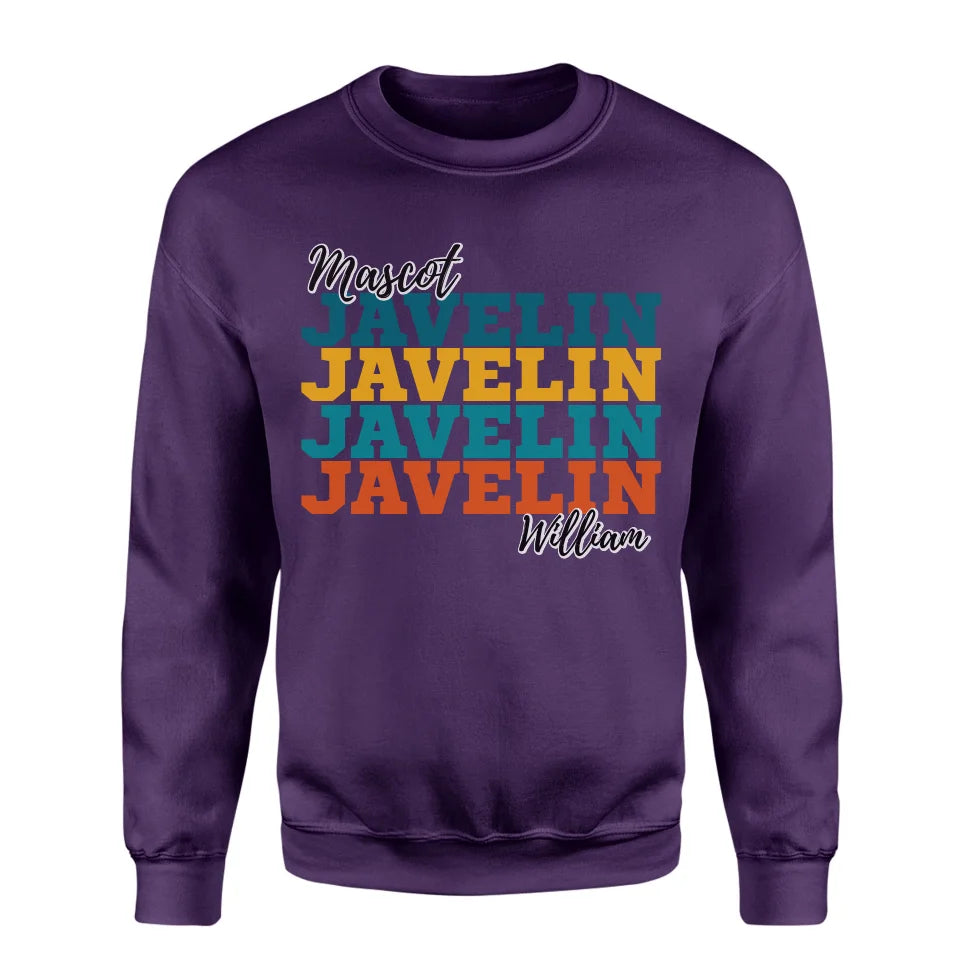 Personalized Javelin Javelin Javelin on a Sweatshirt With Mascot and Javelin Thrower Name on a Sweatshirt