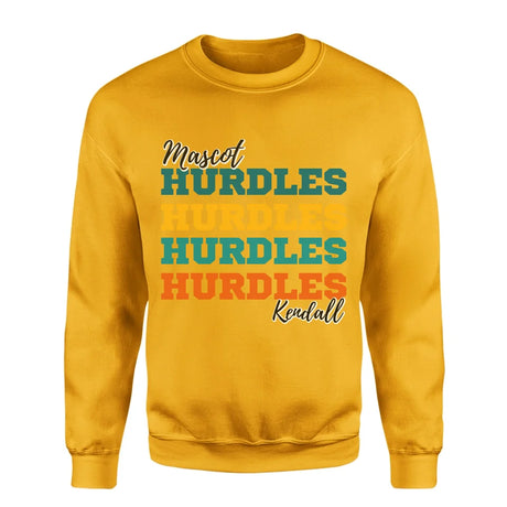 Personalized Hurdles Hurdles Hurdles on a Sweatshirt With Mascot and Hurdler Name on a Sweatshirt