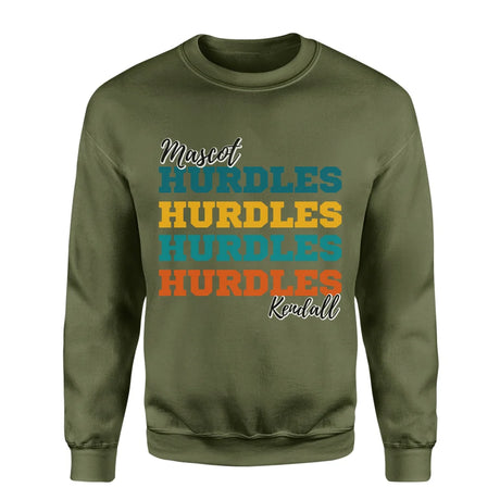 Personalized Hurdles Hurdles Hurdles on a Sweatshirt With Mascot and Hurdler Name on a Sweatshirt