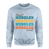 Personalized Hurdles Hurdles Hurdles on a Sweatshirt With Mascot and Hurdler Name on a Sweatshirt