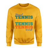 Personalized Tennis Tennis Tennis on a Sweatshirt With Mascot and Tennis Player Name on a Sweatshirt