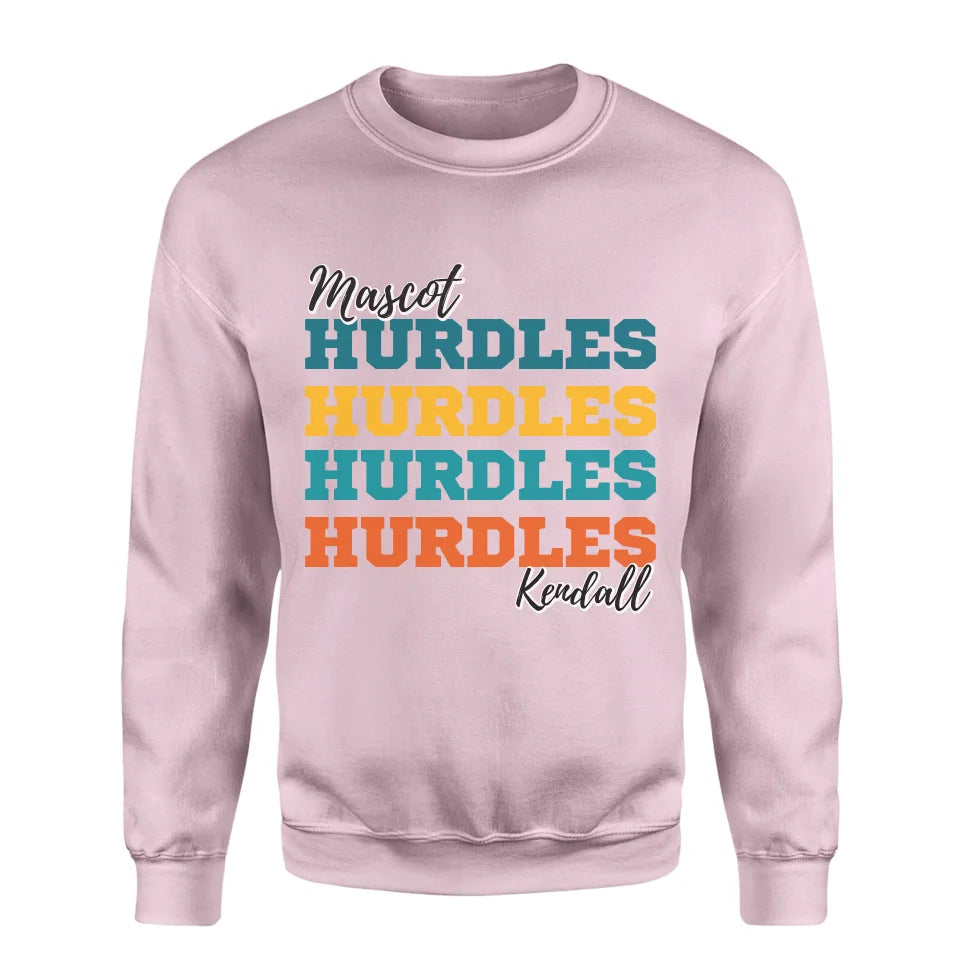 Personalized Hurdles Hurdles Hurdles on a Sweatshirt With Mascot and Hurdler Name on a Sweatshirt