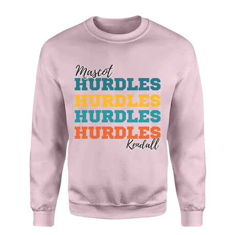 Personalized Hurdles Hurdles Hurdles on a Sweatshirt With Mascot and Hurdler Name on a Sweatshirt