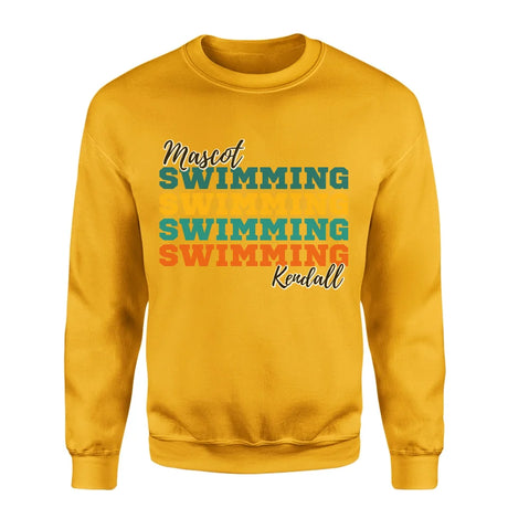 Personalized Swimming Swimming Swimming on a Sweatshirt With Mascot and Swimmer Name on a Sweatshirt