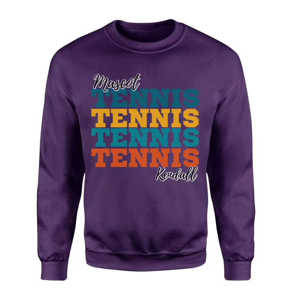 Personalized Tennis Tennis Tennis on a Sweatshirt With Mascot and Tennis Player Name on a Sweatshirt