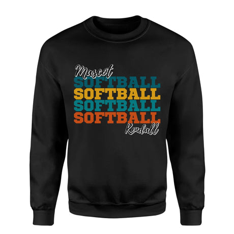 Personalized Softball Softball Softball on a Sweatshirt With Mascot and Softball Player Name on a Sweatshirt