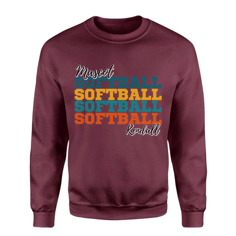 Personalized Softball Softball Softball on a Sweatshirt With Mascot and Softball Player Name on a Sweatshirt