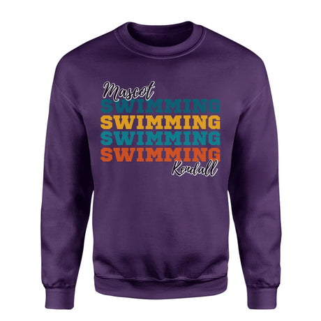 Personalized Swimming Swimming Swimming on a Sweatshirt With Mascot and Swimmer Name on a Sweatshirt