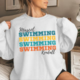 Personalized Swimming Swimming Swimming on a Sweatshirt With Mascot and Swimmer Name on a Sweatshirt