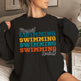 Personalized Swimming Swimming Swimming on a Sweatshirt With Mascot and Swimmer Name on a Sweatshirt