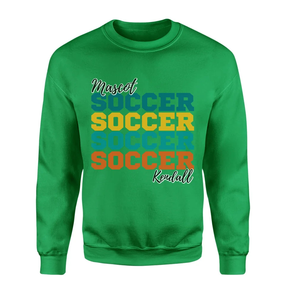 Personalized Soccer Soccer Soccer on a Sweatshirt With Mascot and Soccer Player Name on a Sweatshirt