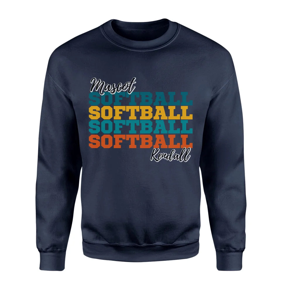 Personalized Softball Softball Softball on a Sweatshirt With Mascot and Softball Player Name on a Sweatshirt