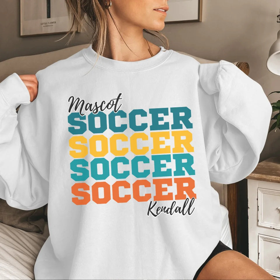 Personalized Soccer Soccer Soccer on a Sweatshirt With Mascot and Soccer Player Name on a Sweatshirt