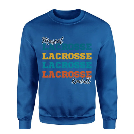 Personalized Lacrosse Lacrosse Lacrosse on a Sweatshirt With Mascot and Lacrosse Player Name on a Sweatshirt