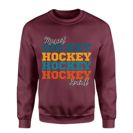 Personalized Hockey Hockey Hockey on a Sweatshirt With Mascot and Hockey Player Name on a Sweatshirt