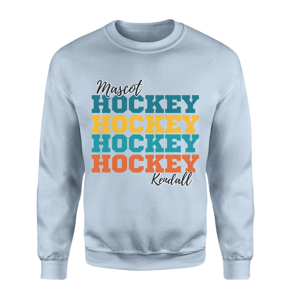 Personalized Hockey Hockey Hockey on a Sweatshirt With Mascot and Hockey Player Name on a Sweatshirt