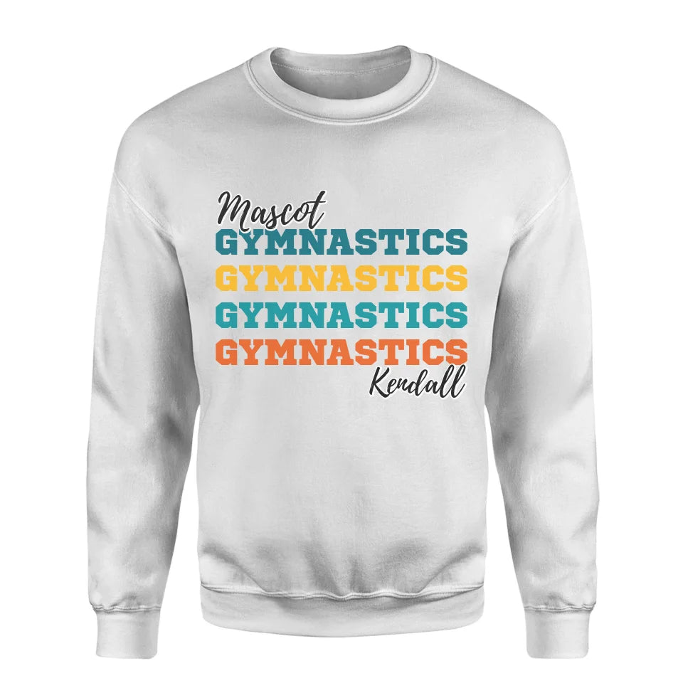 Personalized Gymnastics Gymnastics Gymnastics on a Sweatshirt With Mascot and Gymnast Name on a Sweatshirt