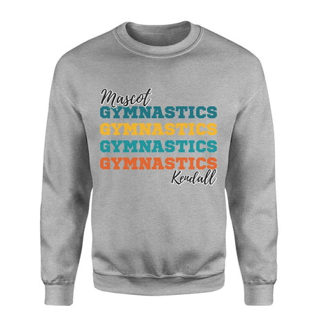 Personalized Gymnastics Gymnastics Gymnastics on a Sweatshirt With Mascot and Gymnast Name on a Sweatshirt