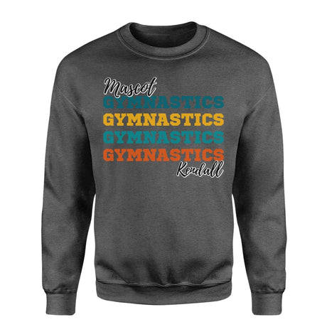 Personalized Gymnastics Gymnastics Gymnastics on a Sweatshirt With Mascot and Gymnast Name on a Sweatshirt