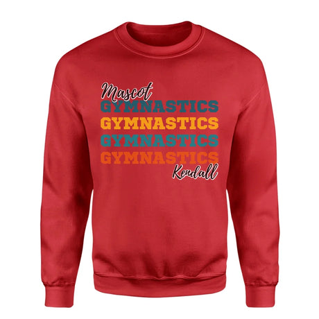 Personalized Gymnastics Gymnastics Gymnastics on a Sweatshirt With Mascot and Gymnast Name on a Sweatshirt