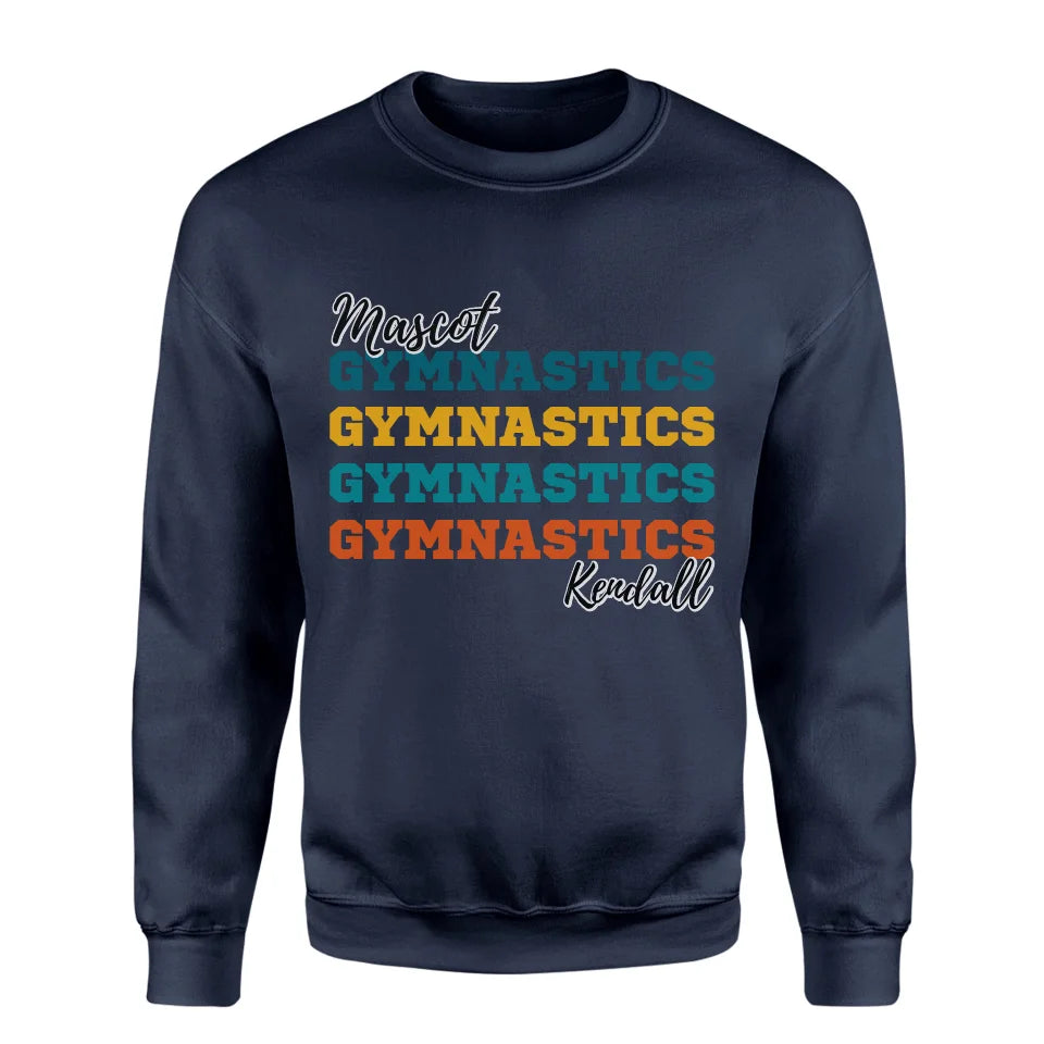 Personalized Gymnastics Gymnastics Gymnastics on a Sweatshirt With Mascot and Gymnast Name on a Sweatshirt