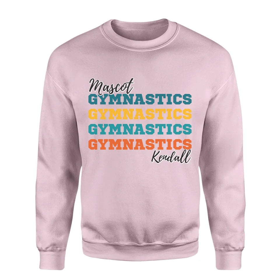 Personalized Gymnastics Gymnastics Gymnastics on a Sweatshirt With Mascot and Gymnast Name on a Sweatshirt