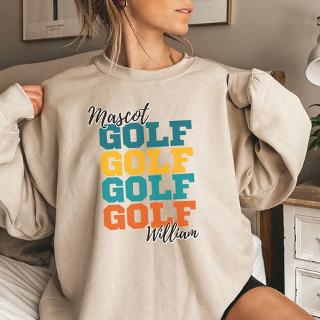 Personalized Golf Golf Golf on a Sweatshirt With Mascot and Golfer Name on a Sweatshirt