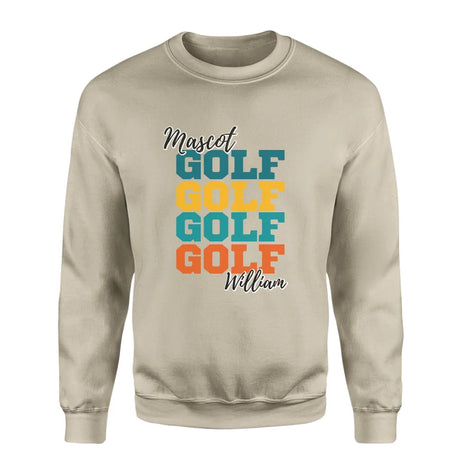 Personalized Golf Golf Golf on a Sweatshirt With Mascot and Golfer Name on a Sweatshirt