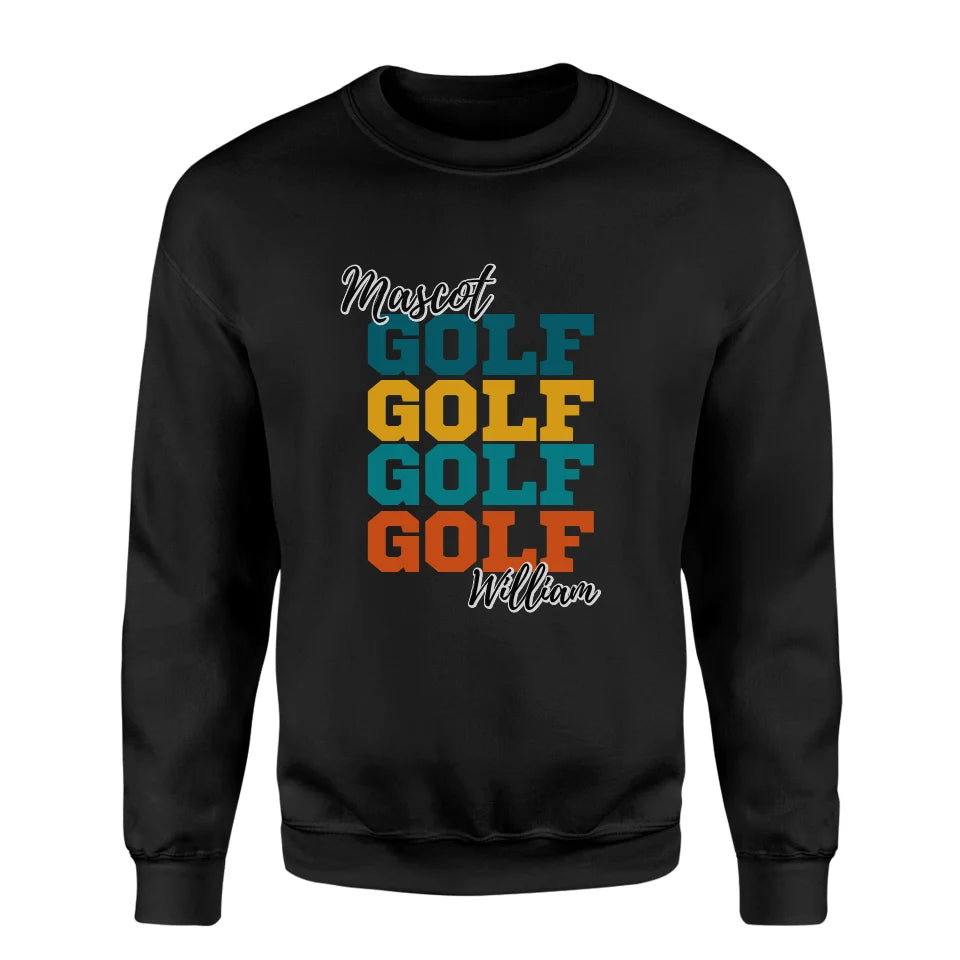 Personalized Golf Golf Golf on a Sweatshirt With Mascot and Golfer Name on a Sweatshirt