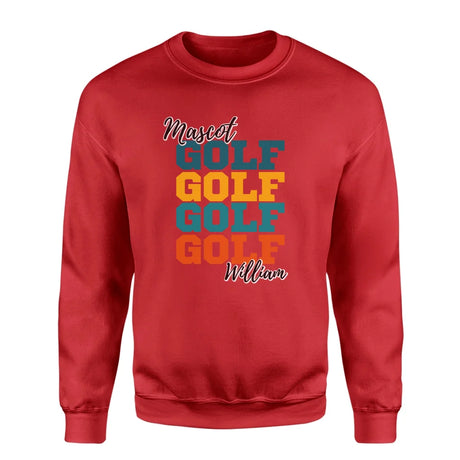 Personalized Golf Golf Golf on a Sweatshirt With Mascot and Golfer Name on a Sweatshirt