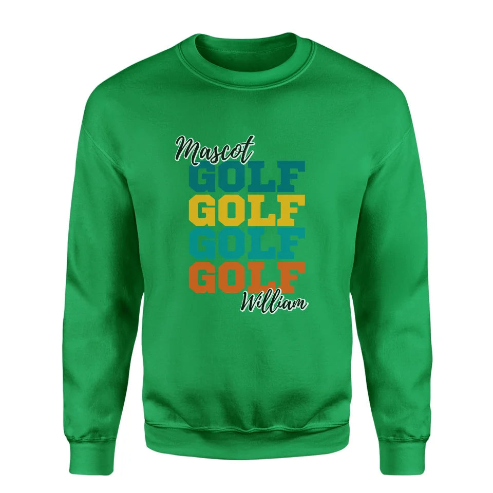 Personalized Golf Golf Golf on a Sweatshirt With Mascot and Golfer Name on a Sweatshirt