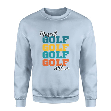 Personalized Golf Golf Golf on a Sweatshirt With Mascot and Golfer Name on a Sweatshirt