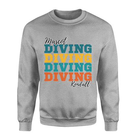 Personalized Diving Diving Diving on a Sweatshirt With Mascot and Diver Name on a Sweatshirt