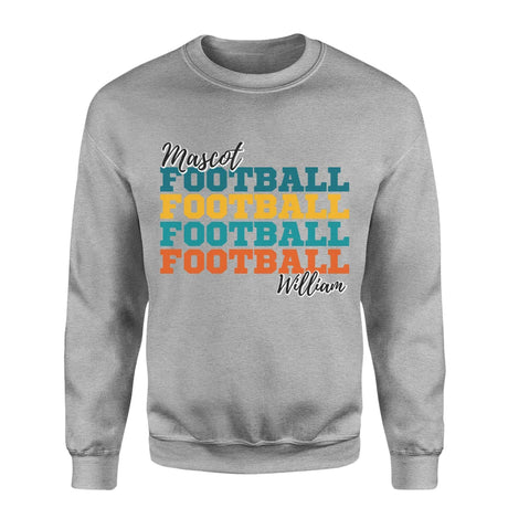 Personalized Football Football Football on a Sweatshirt With Mascot and Football Player Name on a Sweatshirt