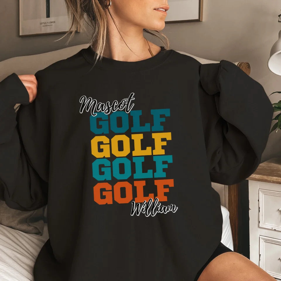 Personalized Golf Golf Golf on a Sweatshirt With Mascot and Golfer Name on a Sweatshirt