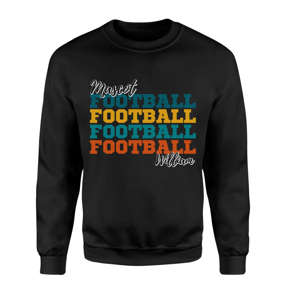 Personalized Football Football Football on a Sweatshirt With Mascot and Football Player Name on a Sweatshirt