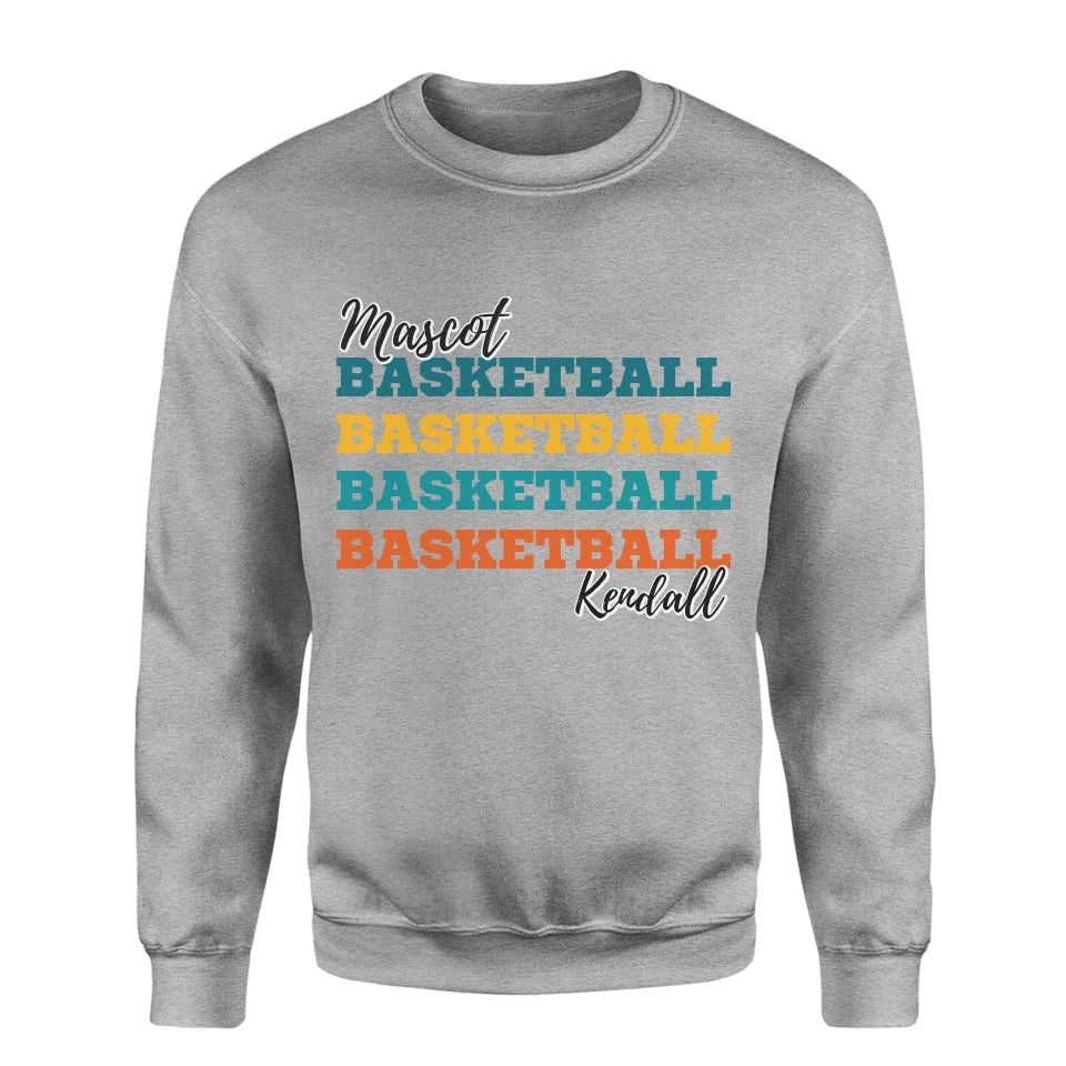 Personalized Basketball Basketball Basketball on a Sweatshirt With Mascot and Basketball Player Name on a Sweatshirt