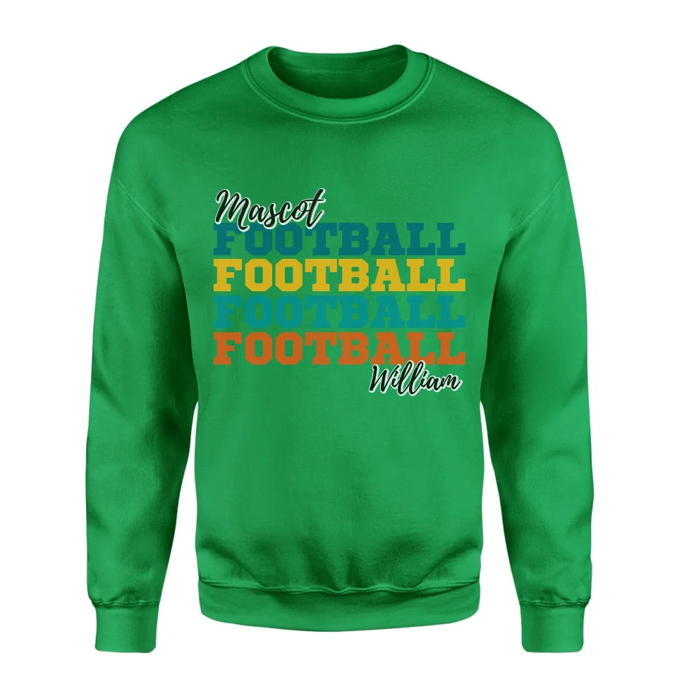 Personalized Football Football Football on a Sweatshirt With Mascot and Football Player Name on a Sweatshirt