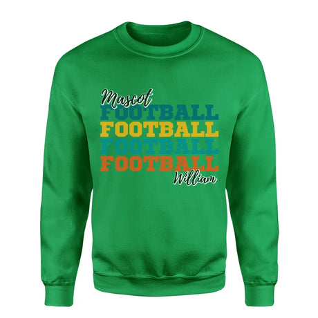 Personalized Football Football Football on a Sweatshirt With Mascot and Football Player Name on a Sweatshirt