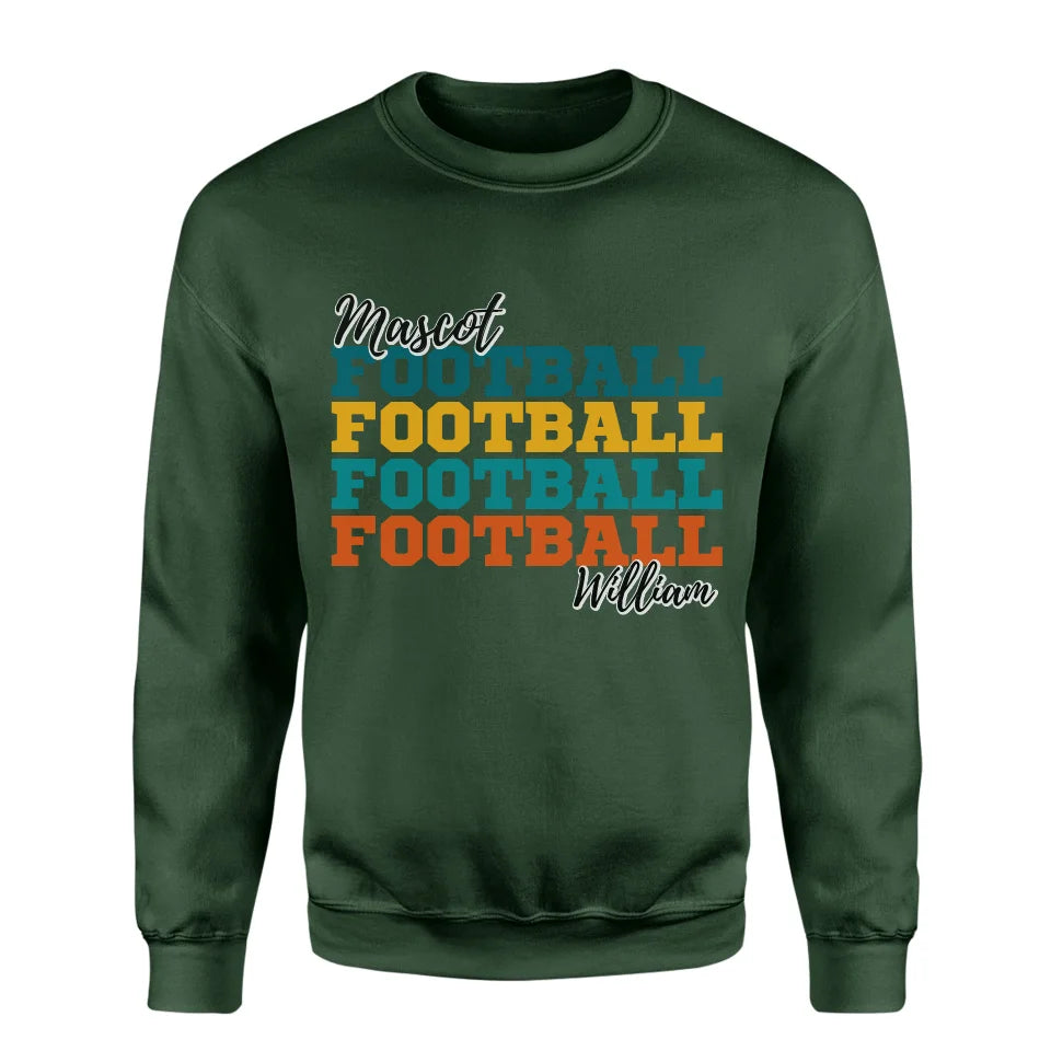 Personalized Football Football Football on a Sweatshirt With Mascot and Football Player Name on a Sweatshirt