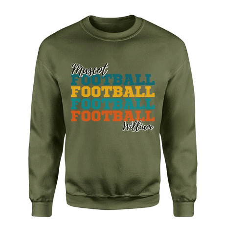 Personalized Football Football Football on a Sweatshirt With Mascot and Football Player Name on a Sweatshirt