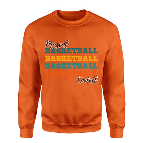 Personalized Basketball Basketball Basketball on a Sweatshirt With Mascot and Basketball Player Name on a Sweatshirt