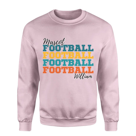 Personalized Football Football Football on a Sweatshirt With Mascot and Football Player Name on a Sweatshirt