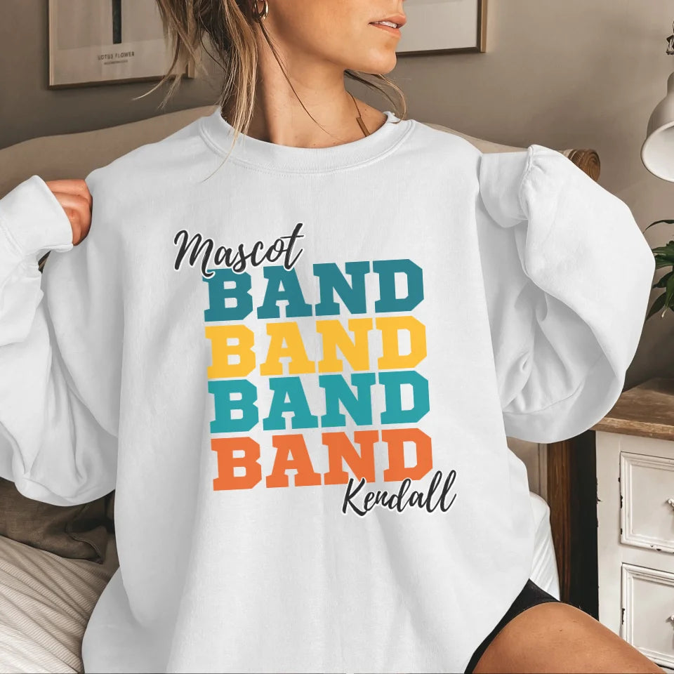 Personalized Band Band Band on a Sweatshirt With Mascot and Musician Name on a Sweatshirt