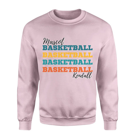 Personalized Basketball Basketball Basketball on a Sweatshirt With Mascot and Basketball Player Name on a Sweatshirt