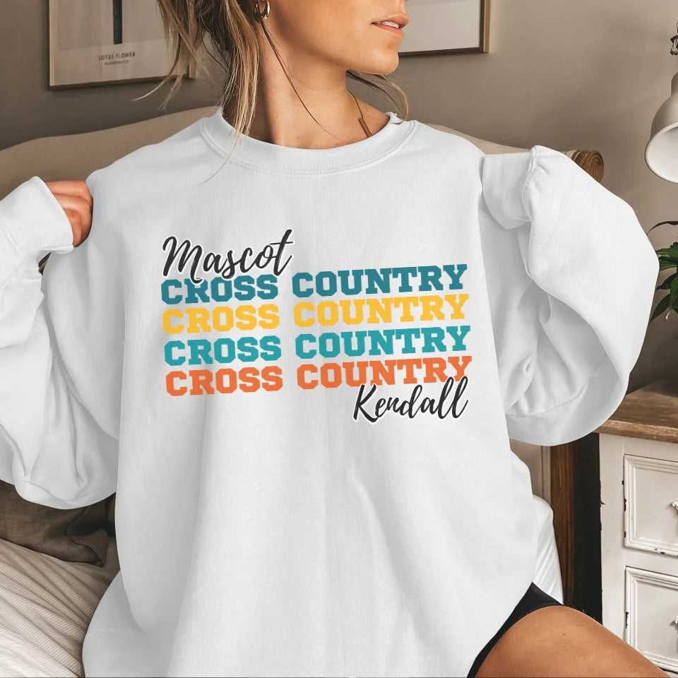 Personalized Cross Country Cross Country Cross Country on a Sweatshirt With Mascot and Cross Country Runner Name on a Sweatshirt