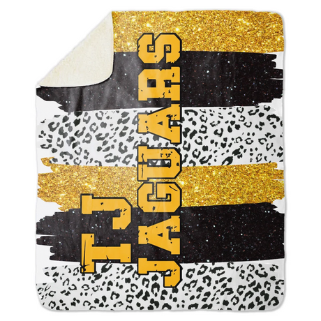 Personalized Cheer Glitter Print Fleece Sherpa Blanket