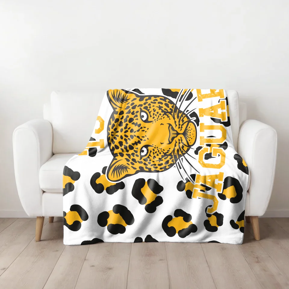 Personalized Cheer Jaguar Velveteen Plush Blanket